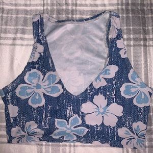 Blue Floral Top/ Sports Bra/ Swim Top